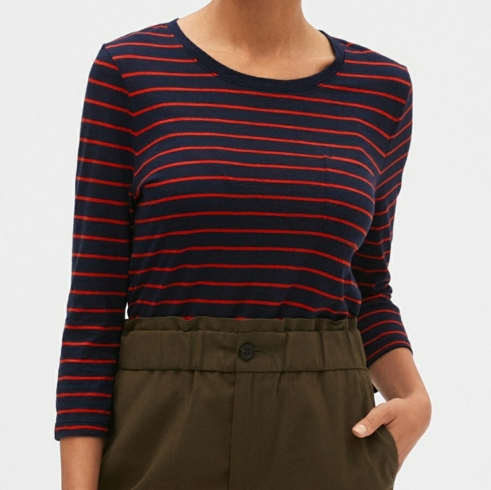 Banana Republic Stripe Malibu Step-Hem Top - Picture 1 of 8